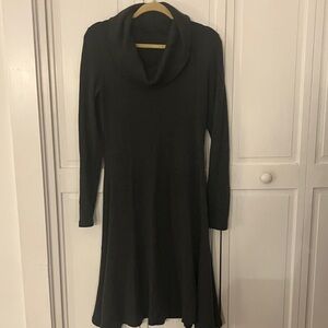 Elegant wool dark gray Cowl Neck Dress